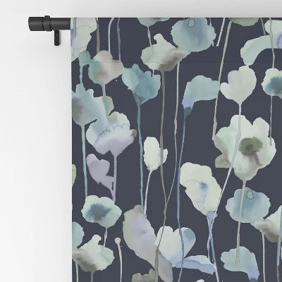 Ninola Design Watery Abstract Flowers Navy 84" X 50" Single Panel Blackout Window Curtain - Deny Designs - Image 3