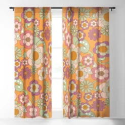 Mirimo Nostalgic 70s In Orange Single Panel Sheer Window Curtain - Deny Designs