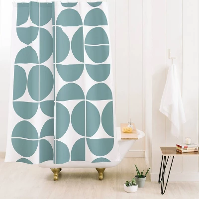 Mid Century Modern Geometric 04 Shower Curtain Glass Blue - Deny Designs