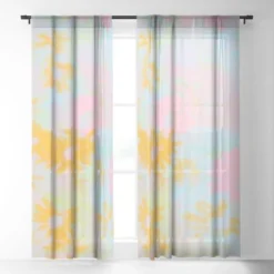 SunshineCanteen Gentle Flowers Single Panel Sheer Window Curtain - Deny Designs