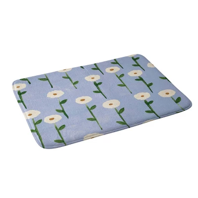 Cute Little Flowers Bath Mat Blue - Deny Designs