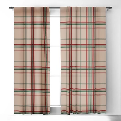 Emanuela Carratoni Tartan Theme On Pink 50" X 96" Single Panel Room Darkening Window Curtain - Deny Designs
