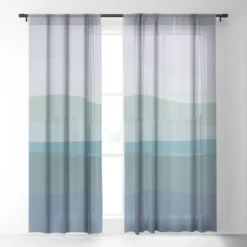June Journal Calming Ocean Waves In Soft Du Single Panel Sheer Window Curtain - Deny Designs