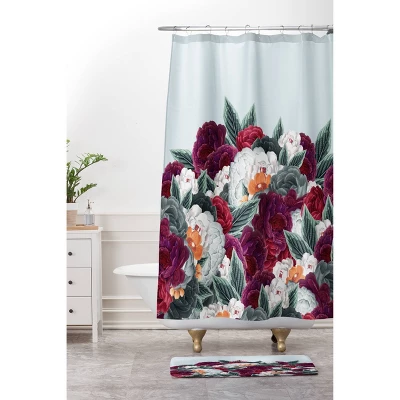 36"x24" Iveta Abolina English Rose Memory Foam Bath Mat Blue - Deny Designs