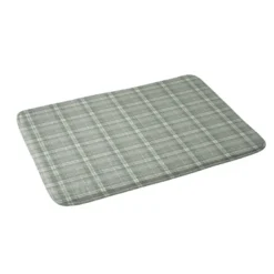 Little Arrow Fall Plaid Memory Foam Bath Mat Green - Deny Designs