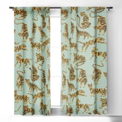 Cat Coquillette Tiger Collection Mint Orange 84" X 50" Single Panel Blackout Window Curtain - Deny Designs