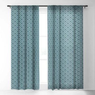 Heather Dutton Solstice Teal Single Panel Sheer Window Curtain 84" X 50" - Deny Designs