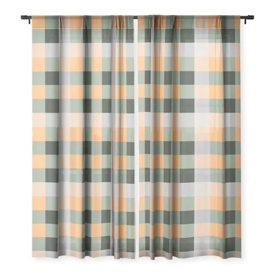 Miho Retro Color Illusion Single Panel Sheer Window Curtain - Deny Designs - Image 2