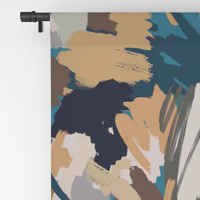 Ninola Design Artistic Texture Blue Gold 84" X 50" Single Panel Blackout Window Curtain - Deny Designs - Image 3